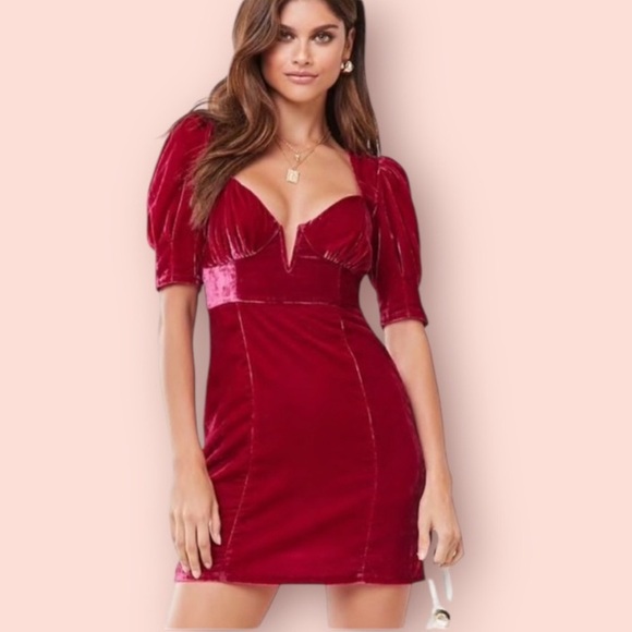 Fuchsia Berry Pink Velvet Puff Sleeve Forever 21 Dress
Size Medium - Picture 5 of 16